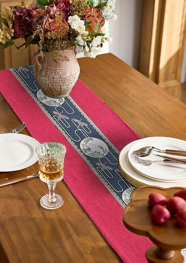 Embroidered Tassel Table Runner Chinese Style Landscape Painting Waterproof - Image 4