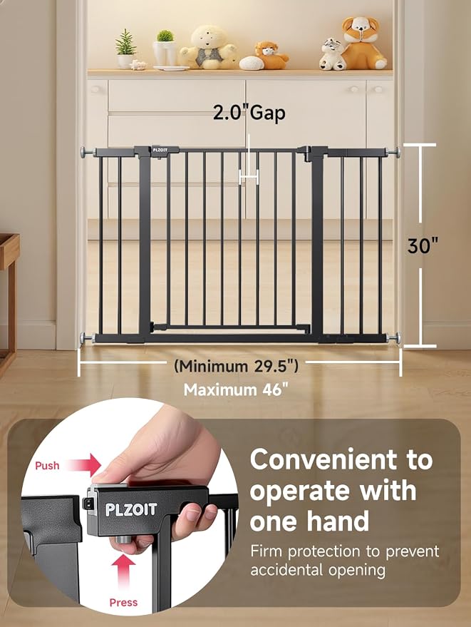 29.5-46" Extra Wide Baby Gate for Stairs, Dog Gate for Doorways, Walk Thru Auto - Image 3