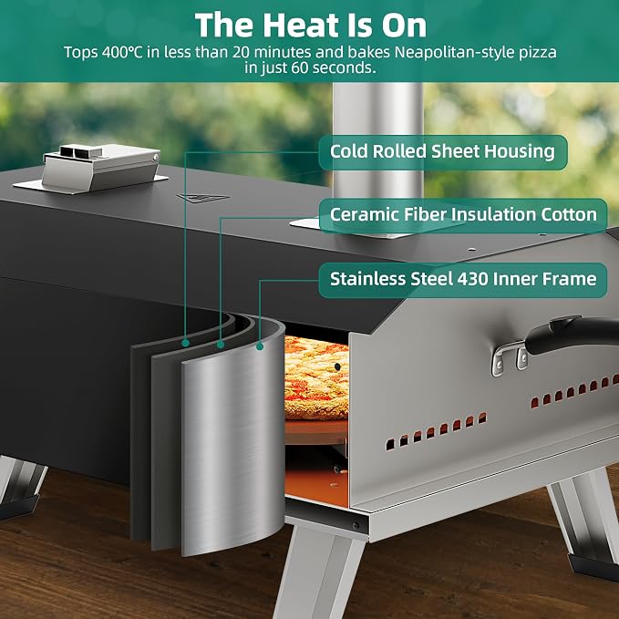 YITAHOME 12" Pizza Oven Outdoor, Wood Pellet Pizza Ovens - Image 5