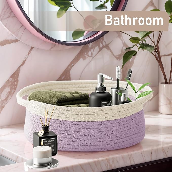 Woven Basket, Small Rope Storage Bin - Image 8