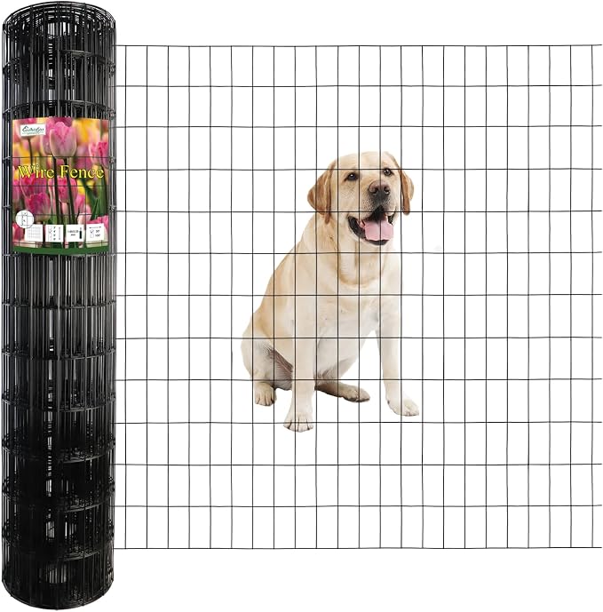 Black PVC Coated Welded Wire Fence 48 Inch x 50 Foot, 2 Inch x 4 Inch 14GA by FOREHOGARGARDEN%EF%BC%86HOME