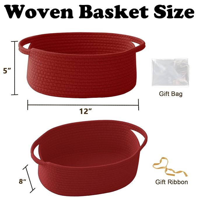 Gift Basket with Gift Bag and Ribbons, Small Rope Woven Shelf Storage, Baskets - Image 2