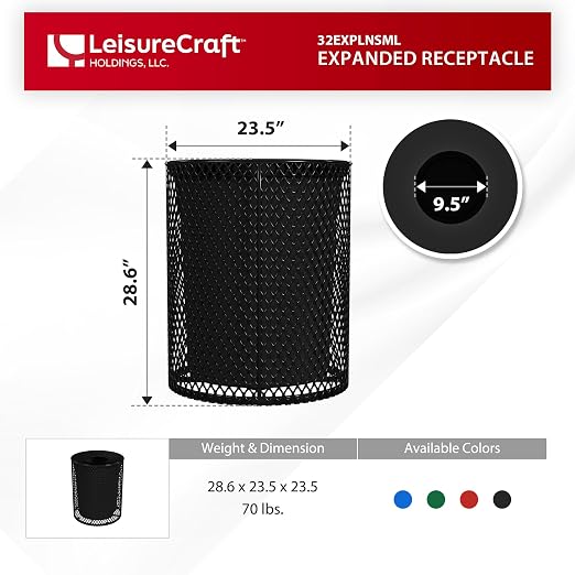 Leisure Craft Heavy-Duty 32 Gallon Receptacle, Liner Included, Made - Image 6