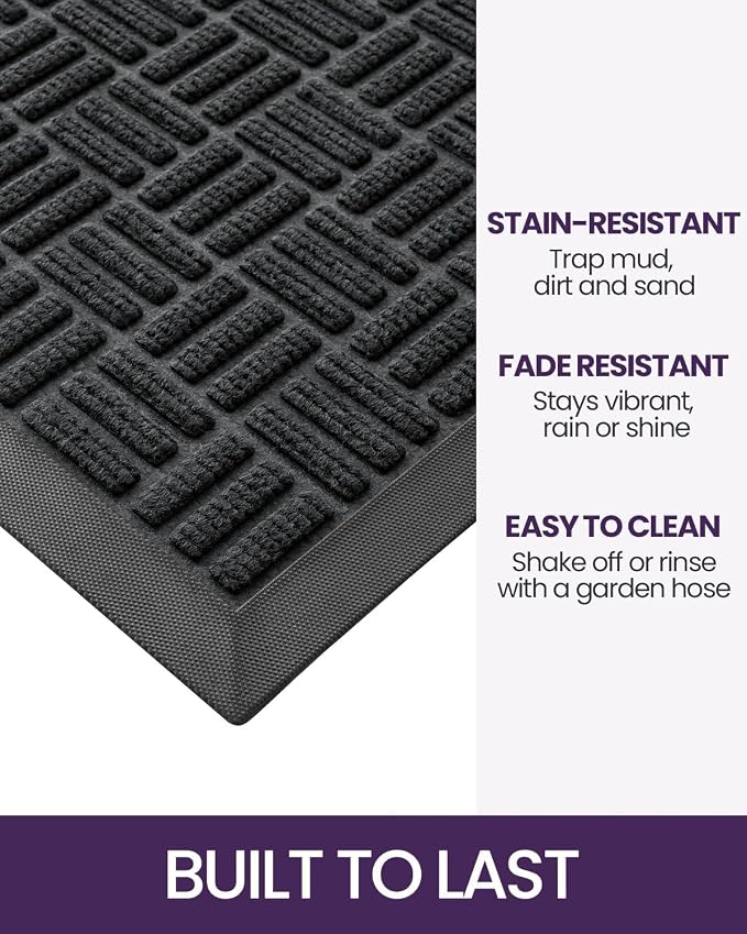 DEXI Front Door Mat Outside Entrance, 4x6 ft Large Rubber Entry Doormat Heavy - Image 3