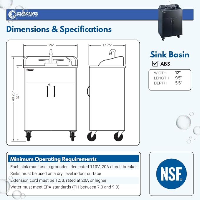 Ozark River Portable Sinks Premier Black, Mobile Self Contained Sink, Mobile - Image 4