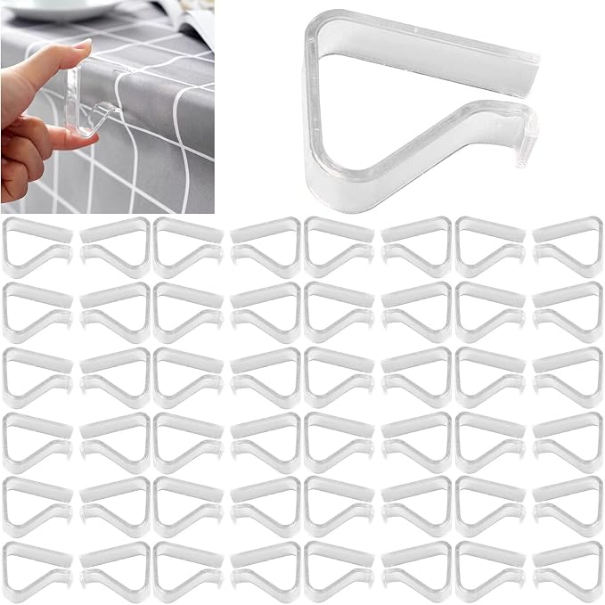 48 Pieces Transparent Clear Tablecloth Clips, Plastic Table Cloth by Sazoemao