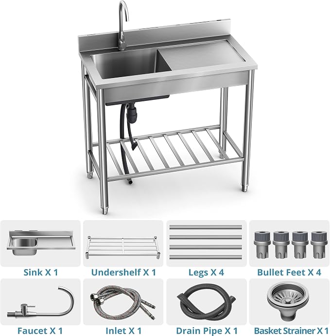 Stainless Steel Sink, Free Standing Kitchen Sink - Image 7