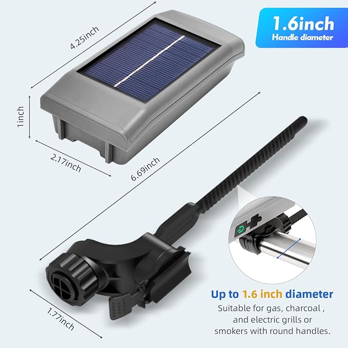Solar Grill Light for Blackstone Griddle & Weber Grill, USB-C Solar - Image 2