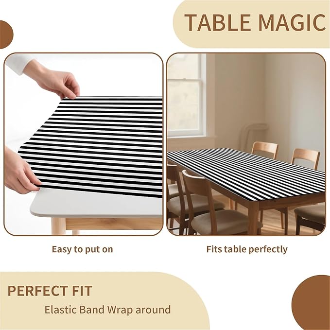 Rectangle Table Cloth Cover Waterproof Elastic Fitted Polyester Fitted - Image 4
