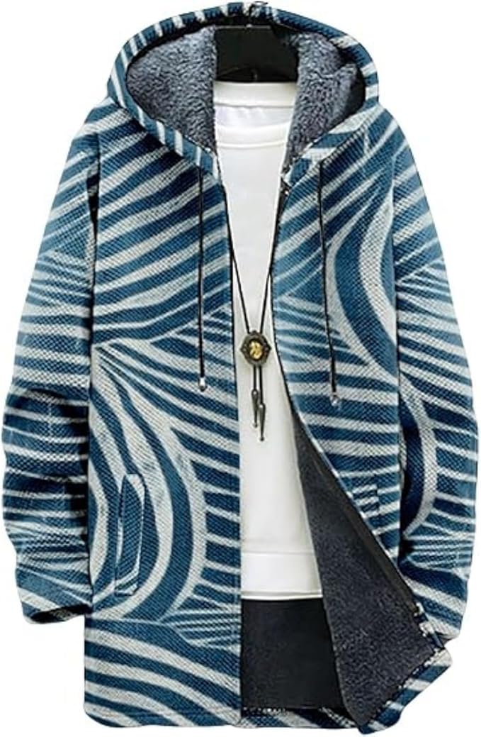 Men's Hooded Sweater Coat Knit Fleece Lined Long Cardigan Jacket by Unknown