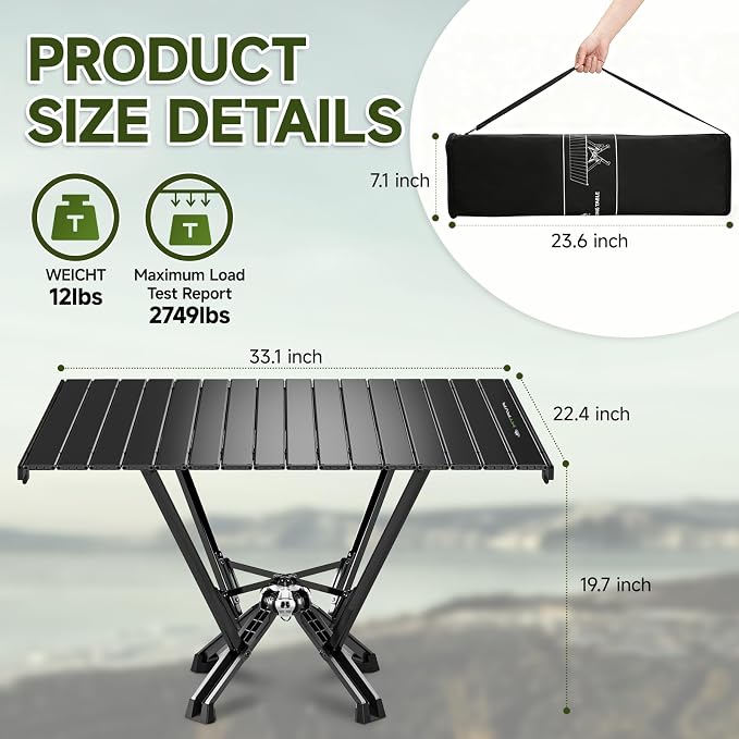 Folding Camping Table — Stable Roll-Up Aluminum Design, Solid Support Structure - Image 2