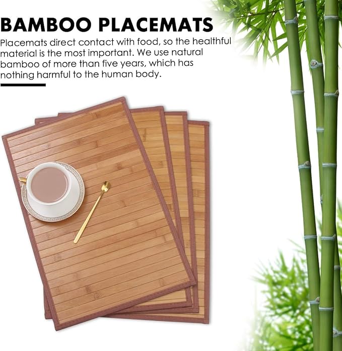 Placemats Set of 4 for Dining Table, Bamboo Place Mats for Kitchen Table Decor - Image 3