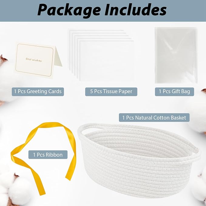 Baskets for Gifts Empty with Bag Card Ribbon Tissue Paper Small Woven Basket - Image 2