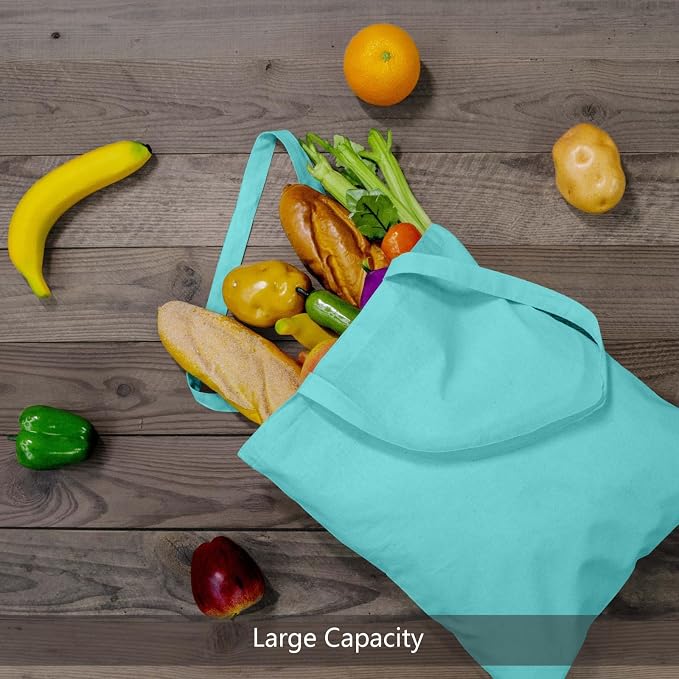 TOPDesign 6-Pack Economical 16"x15" Aqua Blue Cotton Tote Bags, Lightweight - Image 5