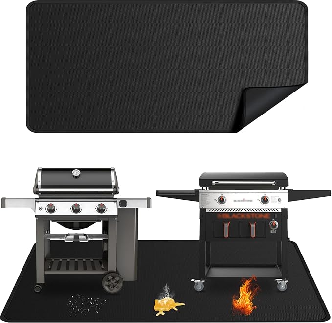 Grill Pad Floor Mat 100x39 Inch Fiberglass Fireproof Reusable