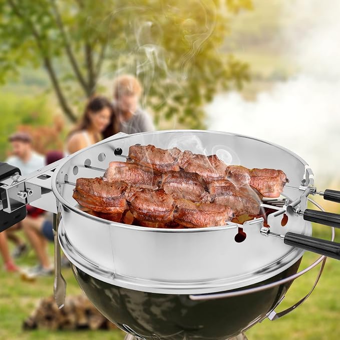only fire Shish Kabob Set with Stainless Steel Ring, Automatic Skewers Turner - Image 4