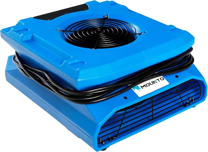 MOUNTO 1/4 HP 1200 CFM Low Profile Air Mover, 2-Speed Carpet Dryer Floor Fan - Image 8