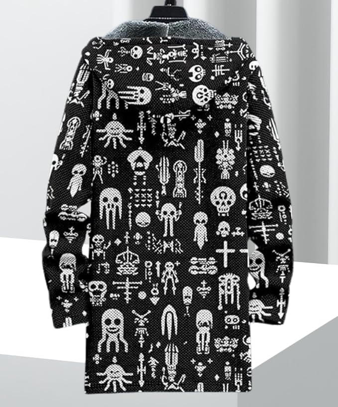Men's Hooded Sweater Coat Knit Fleece Lined Long Cardigan Jacket - Image 2