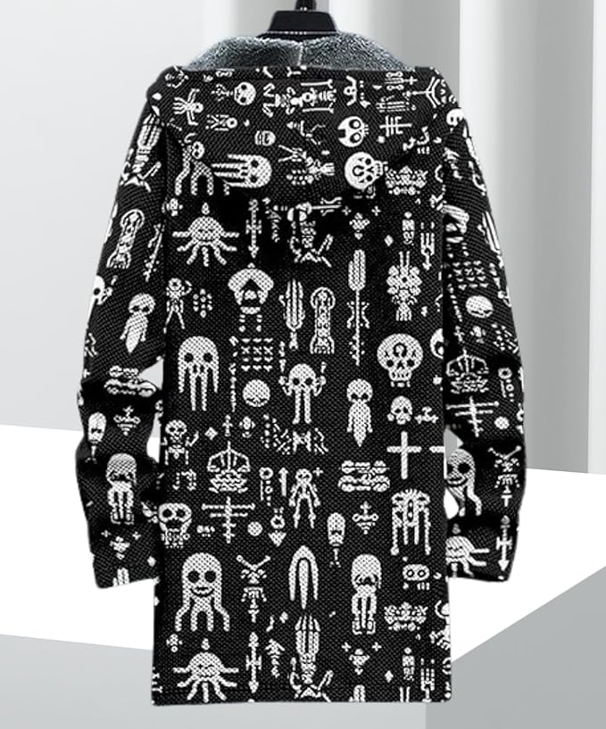 Men's Hooded Sweater Coat Knit Fleece Lined Long Cardigan Jacket - Image 2