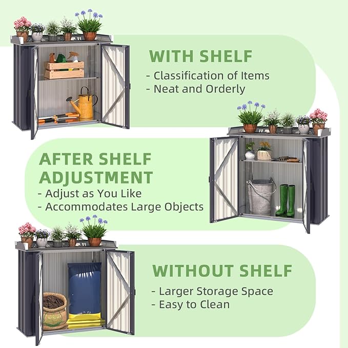 AECOJOY Outdoor Storage Cabinet Waterproof, Potting Workbench Table - Image 5