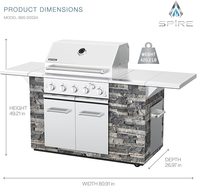 SPIRE Premium 5 Burner Built In Gas Grill Island Head, Stainless Steel 30" - Image 8