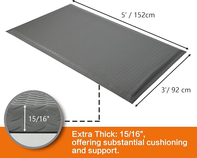 Nisorpa Anti Fatigue Mats Industrial 3' x 5' Ergonomic Standing Mat 15/16" - Image 3