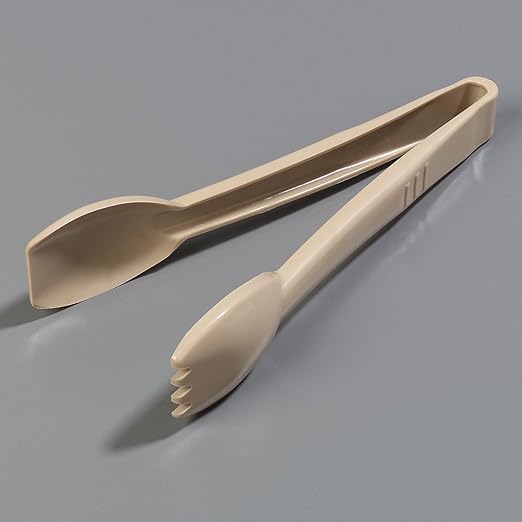 Tongs, 9-Inch Beige Plastic Salad Tongs, Pack of 12