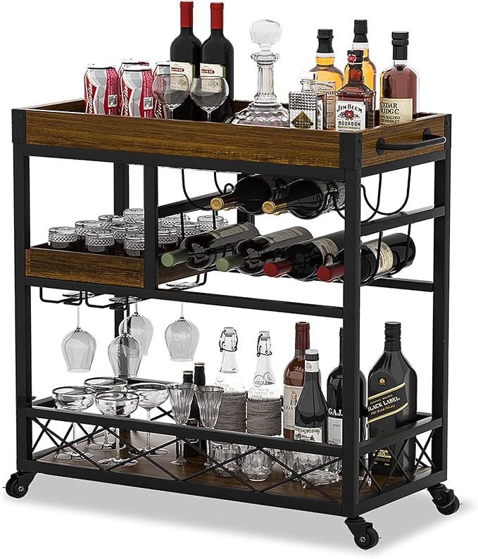 Bar Cart Industrial Mobile Kitchen Serving Carts by Ohsuaniy