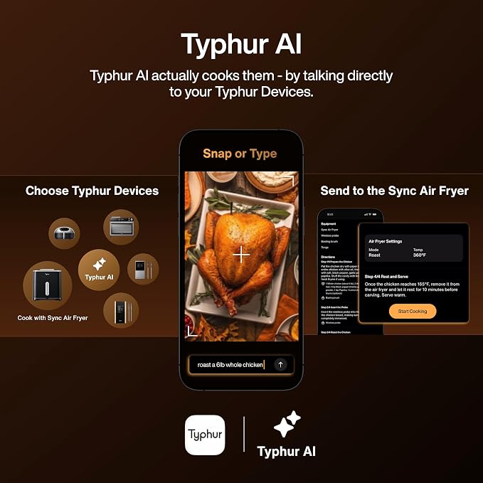 Typhur 8QT Sync Air Fryer with Built-in Wireless Meat Thermometer, 9-in-1 Smart - Image 6