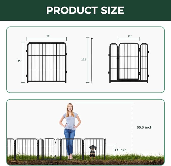 FXW Garden Fence Outdoor for The Yard – 24in x 22.8ft Heavy Duty Metal Animal - Image 5