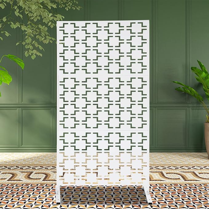 Metal Outdoor Privacy Screen, Freestanding Outdoor Divider Decorative Privacy - Image 2