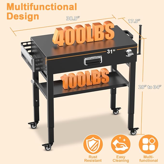 28" and 34" Upgrade Height & Quick-Fold Portable Grill Cart - Image 3