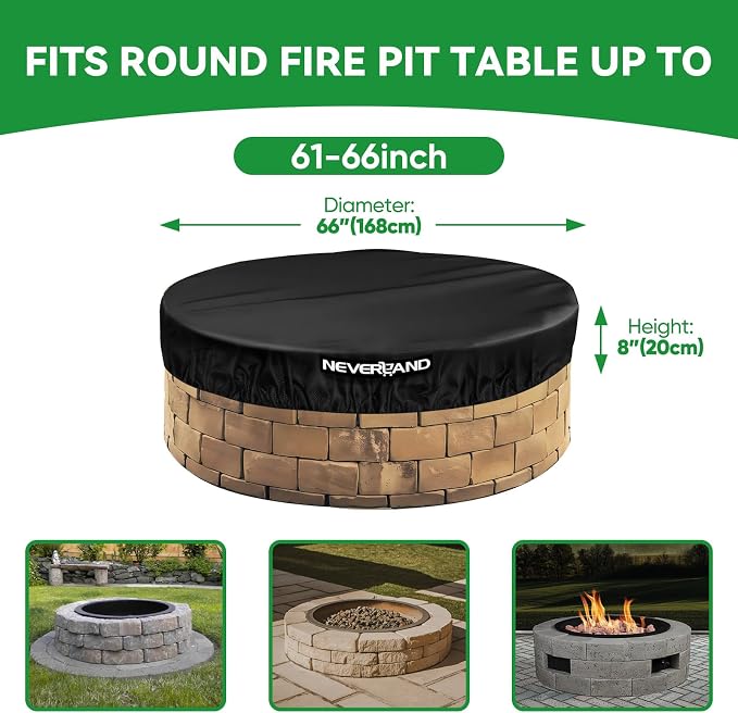 NEVERLAND Round Fire Pit Cover for In-Ground Fire Pits, 61-66 Inch Heavy Duty - Image 2