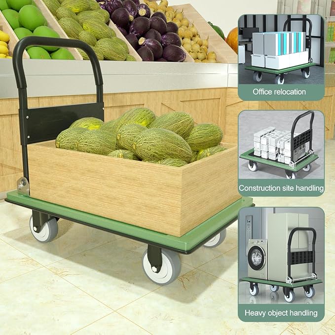 WUD Push Cart, Folding Mobile Platform Trolley, Thickened and Reinforced - Image 4