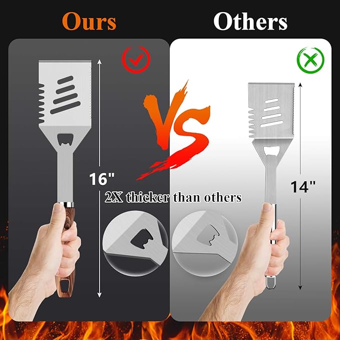 Barbecue Tool Set, 27 Piece Stainless Steel Grilling Kit with Zipper Bag, Brown