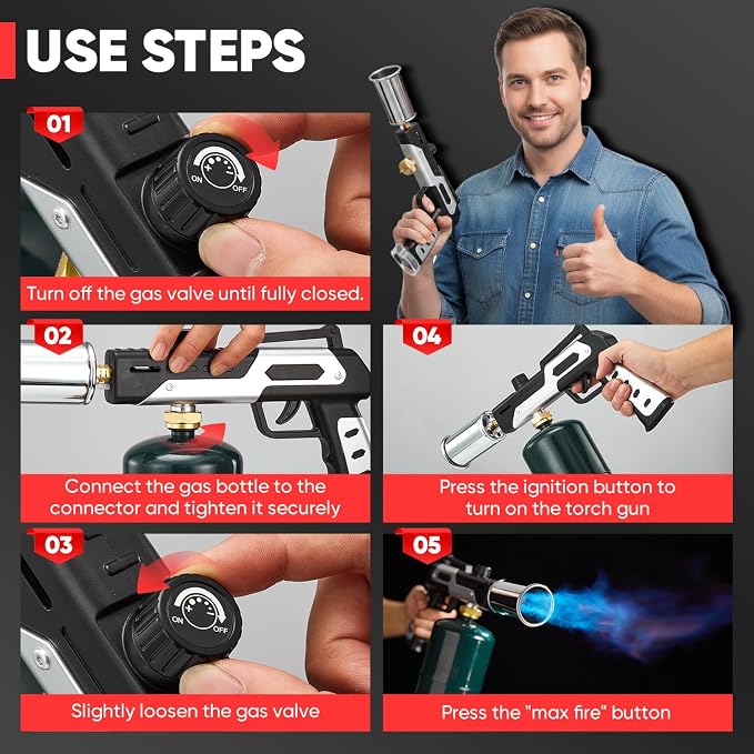 Saker Propane Torch Gun Plus 2026|3272°F High Heat Blow Torch - Image 6