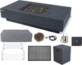 Elementi+ | Monte Carlo Gas Fire Pit Cast Concrete 60" Rectangular Fire Table by AMSFireplaceInc