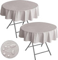 Nasitos 2 Pack Round Tablecloth 60 Inch-Flannel Backed Vinyl Silver Tablecloths by Nasitoshomedecor