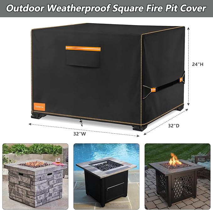 Fire Pit Cover, Outdoor Heavy Duty 600D 100% Waterproof Fire Pit Cover Square - Image 2