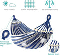 Hammock for Camping, 320G Canvas, 550 lb Capacity, Blue and White