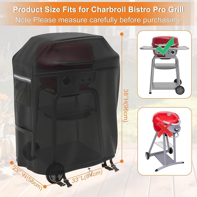 Grill Cover for CharBroil Bistro Pro Electric Grill Griddle, Heavy-Duty 600D - Image 2