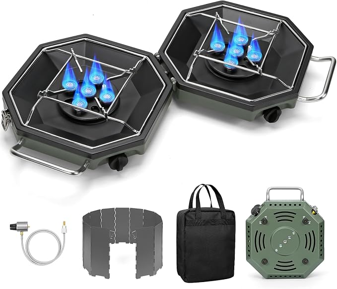 Camping Stove Propane Two Burner, 34000BTU Foldable Camp Stove Gas Propane by Unknown