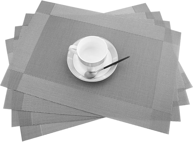 PIGCHCY Placemats Heat-Resistant Non-Slip Washable Easy to Clean Woven Vinyl - Image 2