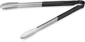 Utility Spring Tongs, 16-Inch Stainless Steel with Black Vinyl Handles