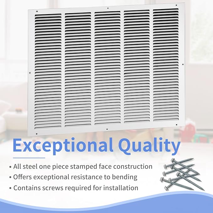 25"W x 20"H Steel Return Air Grille, Air Return Vent Cover - Image 2