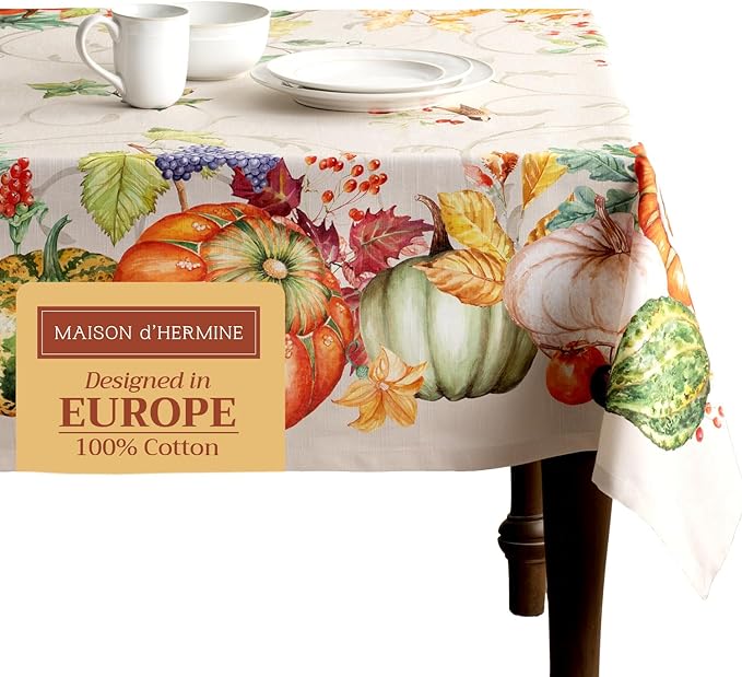 Maison d' Hermine Table Cloth Square Table 100% Cotton 60 x 60 Inches Fall by MaisondHermine
