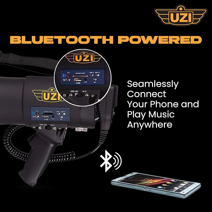Uzi High Power Loud Big Bluetooth Megaphone 50W, Professional Bullhorn - Image 4