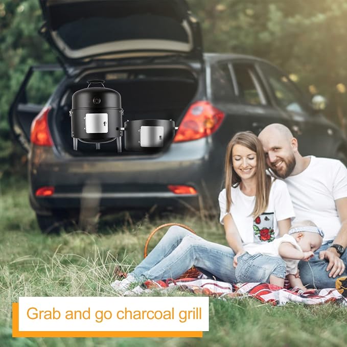 Charcoal BBQ Grill, Heavy Duty 3-in-1 Barbecue Smoker Grill - Image 2