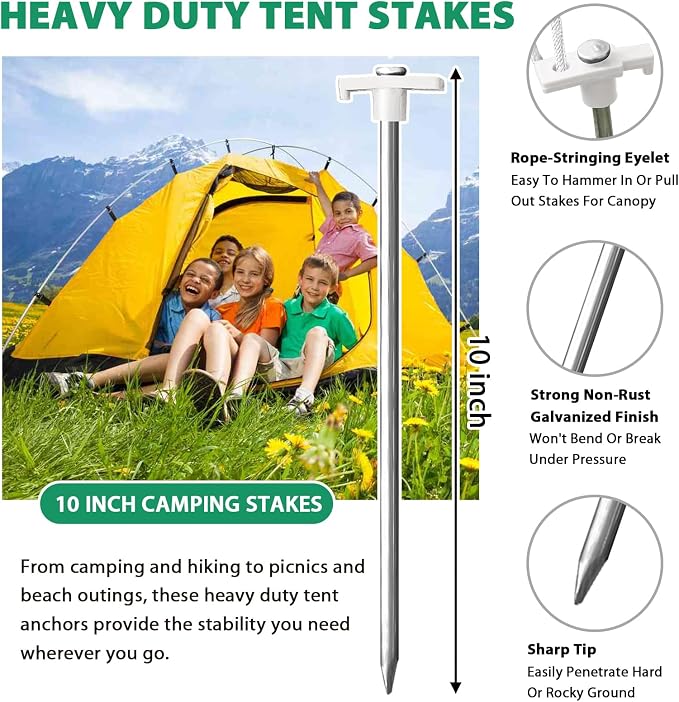 Eurmax USA Galvanized Non-Rust Camping Family Tent Pop Up Tent Stakes Canopy - Image 3
