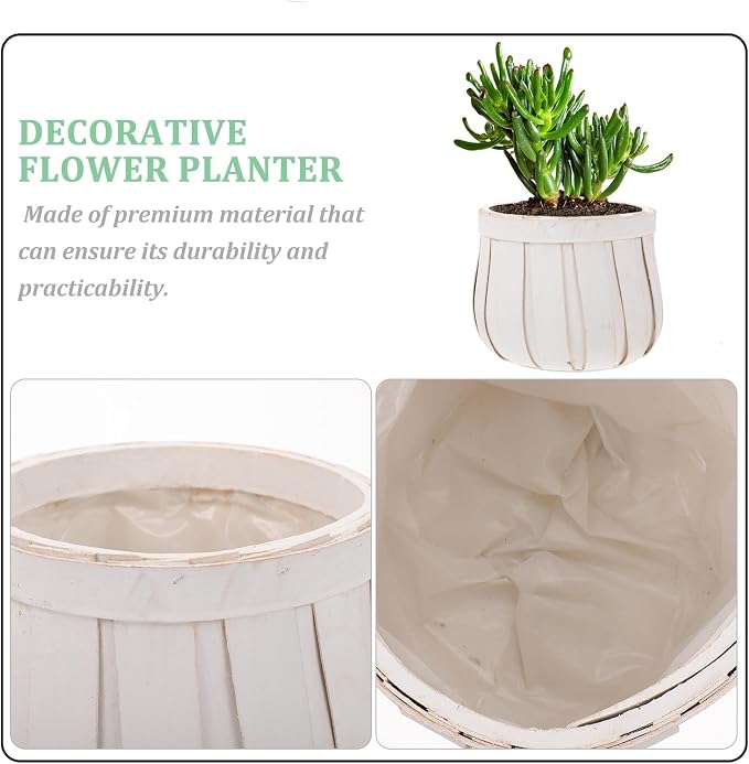 Round Woven Flower Pot with Plywood Base Flower Holder Planter - Image 3